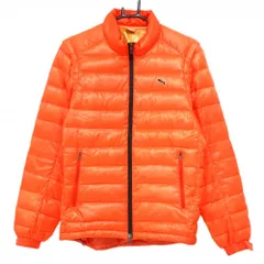 プーマ 2WAYダウンジャケット オレンジ×黒 袖着脱可 胸ロゴ  メンズ L ゴルフウェア PUMA