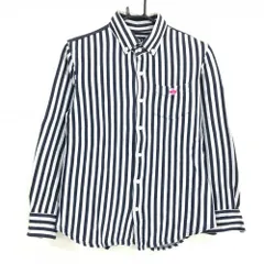 パーリーゲイツ 長袖シャツ 白×ネイビー ストライプ ボタンダウン 綿100％ メンズ 4(M) ゴルフウェア PEARLY GATES