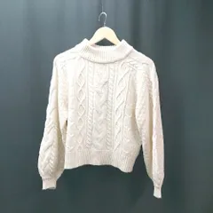◇ INGNI イング ハイネック ケーブル編み ボリューム袖 長袖 ニット サイズM アイボリー レディース E  【1309250005353】