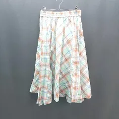 ◇ ROPE PICNIC ロペピクニック ウエストゴム チェック柄 薄手 ロング フレア スカート サイズ38 グリーン レディース E  【1309250006671】