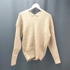 ◇ ur's ユアーズ Vネック カジュアル ストレッチ 秋冬 長袖 ニット セーター サイズL キャメル レディース E  【1309250009436】