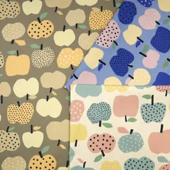 Apple Nordic girl オックス生地  北欧 りんご ニュアンスカラー 入園 入学 スクールバッグ ハンドメイド 裁縫 手仕事 手作り 布地 50cm単位