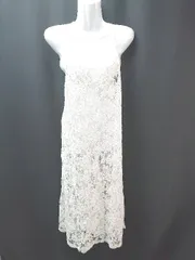 ◇ SHOO-LAーRUE 肩紐調整不可 総レース プルオーバー 袖なし ロング ワンピース サイズL ホワイト レディース E  【1309250015277】