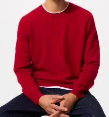 UNIQLO ユニクロ カシミア 100 レッド ラウンドネック ニット セーター