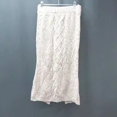 ◇ RAF RAF ラフラフ ニット生地 裾スリット ケーブル編み 綺麗め ロング タイト スカート サイズM ベージュ レディース E  【1309250017585】