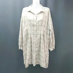 ◇ Heather フロントボタン チェック柄 ロング丈 カジュアル 長袖 シャツ 表記なし グレー ライトブラウン レディース E  【1309250016663】