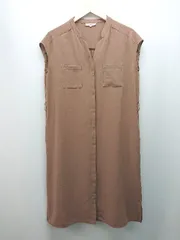 ◇ NATURALBEAUTYBASIC フロントボタン 大人カジュアル ノースリーブ ロング丈 ワンピース サイズM ブラウン レディース E  【1309250016311】