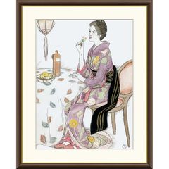 真作】竹久夢二 長崎十二景「青い酒」300部限定番号入り版画 日芸版画