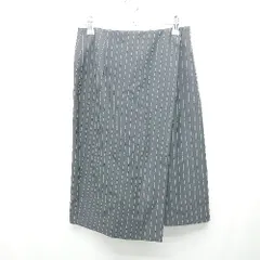 ◇ LAUTREAMONT ストライプ柄 サイドファスナー 大人っぽい 膝丈 タイト スカート サイズ38 ネイビー レディース E  【1309250018377】