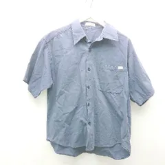 ◇ MUHET ミュエータ コットン100% フロントボタン 胸ポケット シンプル 半袖 シャツ サイズM ブルー メンズ E  【1309250018230】のサムネイル