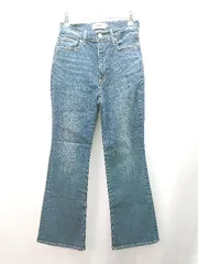 ◇ azul by moussy デニム生地 ジーンズ 加工 ストレート ジップフライ パンツ サイズS ブルー レディース E  【1309250023531】