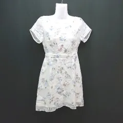 ◇ proportionbodydressing ラウンドネック 花柄 シアー 半袖 ひざ丈 ワンピース サイズ3 ホワイト レディース E  【1309250023388】