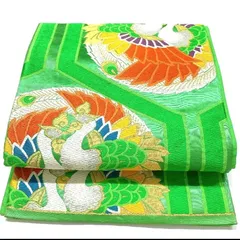 ［5356］袋帯 向かい鳳凰亀甲文様 刺繍 六通 正絹 着物 フォーマル