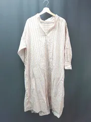 ◇ NOLLEY'S ノーリーズ ストライプ スリットネック ゆったり 長袖 ロング ワンピース サイズ38 オレンジ レディース E  【1309250030546】