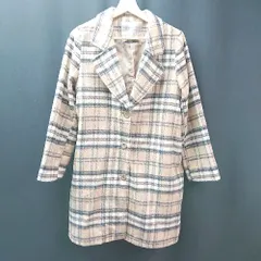 ◇ one after another NICE CLAUP チェック柄 シングル ゆったり 長袖 チェスターコート 表記なし ブラウン レディース E  【1309250030539】
