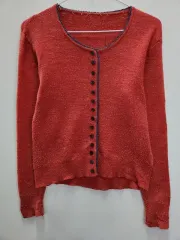 ヴィンテージ森ガール マルチスナップ ベーシック カーディガン コーラルレッド