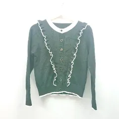 ◇ GRL グレイル ラウンドネック ニット フリル 長袖 カーディガン サイズM ブラック レディース E  【1309250029885】