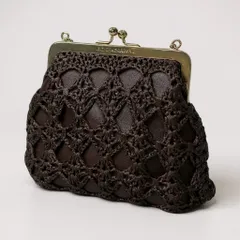 ha5 DOLCE&GABBANA ドルチェアンドガッパーナ がま口 ハンドバッグ ポーチ レース チェーン ブラウン レディースk02i