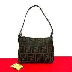 未使用保管品 FENDI フェンディ ズッカ FF 柄 レザー 本革 キャンバス セミ ワン ショルダーバッグ ハンドバッグ ブラウン 1588a