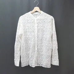 ◇ apres jour 総レース バンドカラー 幾何学模様 長袖 ブラウス サイズF ホワイト レディース E  【1309250031727】