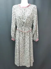 ◇ ◎ RAY CASSIN ウエストゴム マルチ柄 大人 フェミニン 長袖 ロング丈 ワンピース 表記なし ブラック レディース E  【1309250033660】