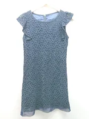 ◇ MISCH MASCH 総レース 花柄 ラウンドネック 半袖 膝丈 ワンピース サイズM ネイビー レディース E  【1309250032977】