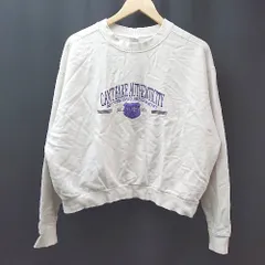 ◇ MOUSSY マウジー クルーネック 刺繡 裏起毛 ストレッチ シンプル 長袖 トレーナー サイズF ホワイト レディース E  【1309250037309】