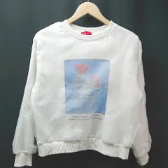 ◇ repipi armario クルーネック レース プリント シンプル ティーン 長袖 トレーナー サイズM ホワイト レディース E  【1309250037255】