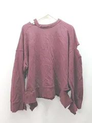 ◇ ENVYM アンビー クルーネック ストレッチ シンプル ダメージ加工 長袖 トレーナー サイズF レッド レディース E  【1309250036951】のサムネイル