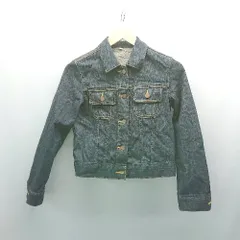 ◇ 無印良品 ボタン ステッチ 胸ポケット ストレッチ シンプル 長袖 デニムジャケット サイズS ネイビー レディース E  【1309250036555】