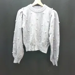 ◇ one after another NICE CLAUP モックネック 起毛 ストレッチ ボンボン 長袖 ニット サイズF パープル レディース E  【1309250038054】