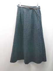 ◇ ◎ MAJESTIC LEGON チェック柄 ウエストゴム 秋冬 ロング丈 フレア スカート サイズM ブルー/ネイビー レディース E  【1309250039853】