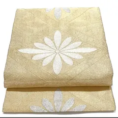 ［5368］袋帯 花菱文様 金銀彩 金 シルバー 六通 正絹 着物 フォーマル