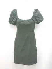 ◇ Gangway ギャングウェイ 無地 ストレッチ 韓国系 パフスリーブ 半袖 ミニ ワンピース サイズS ブラック レディース E  【1309250044864】