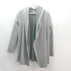 ◇ Bou Jeloud ブージュルード 厚手 羽織 冬物 無地 フード付き 長袖 カーディガン サイズM グレー レディース E  【1309250043867】