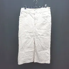 ◇ ZARA ザラ フロントファスナー フロントスリット カジュアル 膝丈 タイト スカート サイズS ホワイト レディース E  【1309250043584】