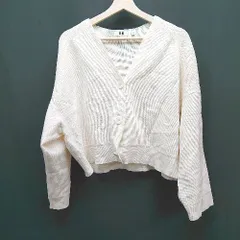 ◇ UNIQLO ユニクロ Vネック ケーブル ボタン ストレッチ シンプル 長袖 カーディガン サイズL ベージュ レディース E  【1309250046479】