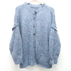 ◇ LOWRYS FARM ローリーズファーム ケーブル ストレッチ ボタン 起毛 秋冬物 長袖 ニット サイズF ブルー レディース E  【1309250047377】