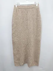 ◇ CAPRICIEUX LE'MAGE リブニット ウエストゴム ロング丈 タイト スカート サイズF ベージュ レディース P  【1310020001086】