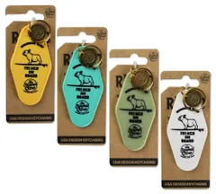 モーテルキーホルダー キーホルダー おしゃれ アメリカン メンズ レディース アンティーク レトロ 車 バイク サーフィン ブルドッグ アメリカン雑貨 ON BOARD 