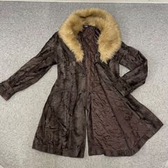 ミンク 毛皮コート F リアルファー ブラウン ロングコート 98cm 美品