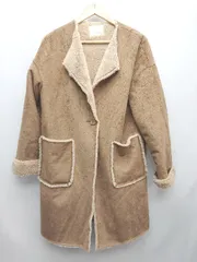 ◇ Ray Casssin レイカズン フェイクファー スウェード調 長袖 コート サイズF ブラック ベージュ レディース P  【1310020006654】