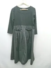 ◇ FRENCH PAVE フレンチパヴェ 切替 異素材 かわいい 長袖 膝下丈 ワンピース ブラック レディース P  【1310020005800】