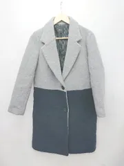 ■ MURUA ムルーア ウール混 バイカラー センターベント 長袖 コート サイズ1 ライトグレー ネイビー レディース P  【1310020008900】
