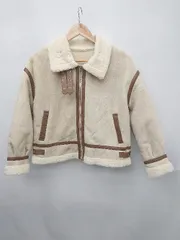 ■ ems excite エムズエキサイト スエード調 裏ボア 長袖 ブルゾン ジャンパー サイズF ベージュ レディース P  【1310020013492】