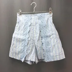 ◇ Lily Brown リリーブラウン ハイウエスト バックウエストゴム ストライプ ショートパンツ サイズ0 ブルー レディース E  【1310050000066】