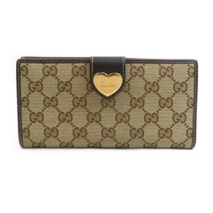 極美品✨GUCCI グッチ 長財布 GGキャンバス ハート ベージュ レザー