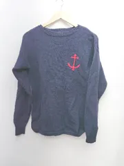 ◇ McGREGOR マックレガー ウール100% 暖かい ロゴ 長袖 ニット セーター サイズM ネイビー メンズ P  【1310020018312】