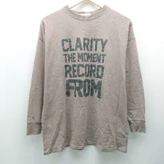 ◇ Samansa Mos2 blue クルーネック フロントプリント カジュアル 長袖 ロングTシャツ サイズフリー ブラウン レディース E  【1310050001995】