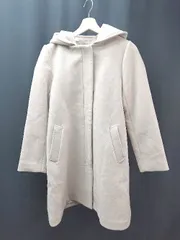 ◇ GLOBAL WORK 2WAY フード取り外し可能 ジップアップ 秋冬 カジュアル 長袖 コート サイズM ベージュ レディース E  【1310050001704】